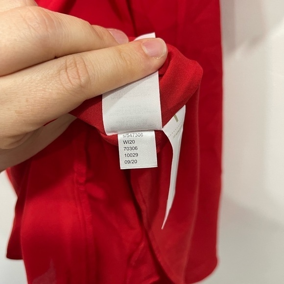 Ann Taylor Mock Neck Belted Pleated Dress Candy Red XS Holiday Christmas Evening - Picture 9 of 9